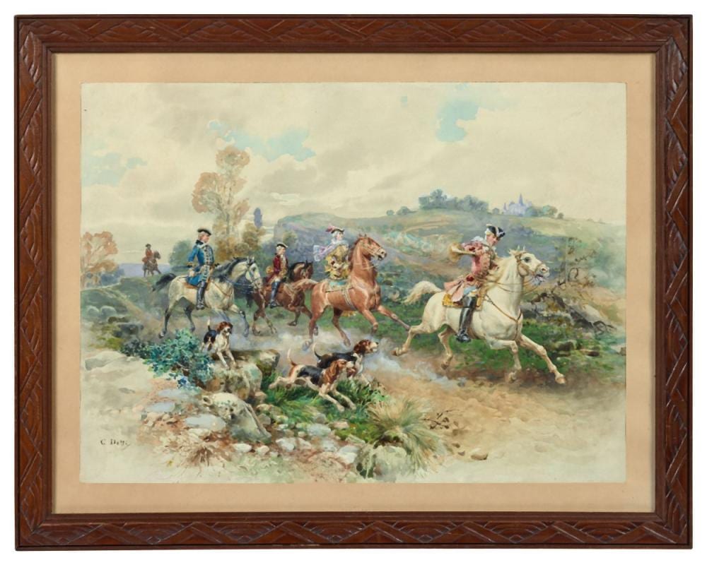 Cesare Augusto Detti comparable auction result: cesare augusto detti 1847 1914 sc ne de chasse courre aquarelle