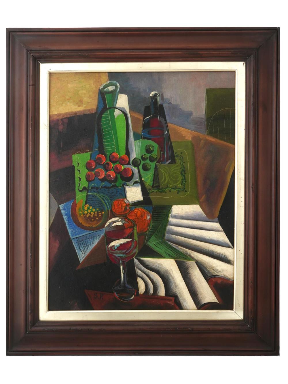 CUBIST STILL LIFE PAINTING BY SUZY FRELINGHUYSEN sold by Antique Arena Inc, lot 94 — auction record photograph