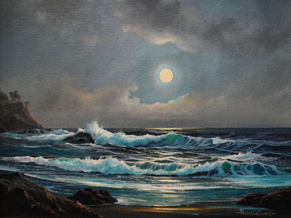 peter cosslett 1927 2012 moonlit seascape oil on board signed lower right 29 5 x 39 5 cm · Andrew Smith & Son · 2024-06-26 Peter Cosslett comparable auction result: peter cosslett 1927 2012 moonlit seascape oil on board signed lower right 29 5 x 39 5 cm