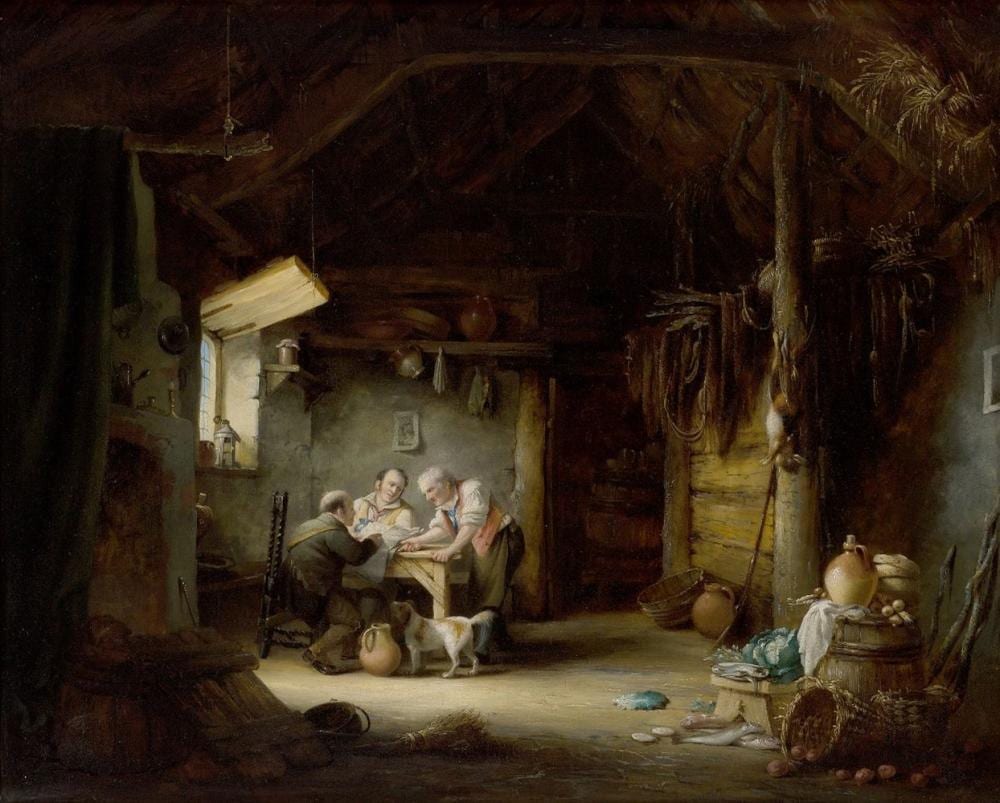 Nicholas Condy comparable auction result: nicholas condy british 1793 1857 yesterday s news oil on panel sig