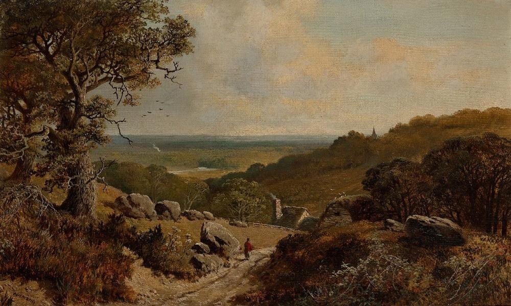Edward H. Niemann comparable auction result: edward h niemann british fl 1863 1887 landscape view with a figure wa