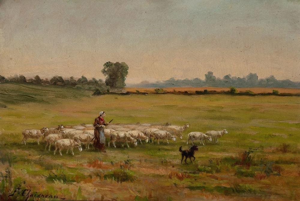 Jean Ferdinand Chaigneau comparable auction result: jean ferdinand chaigneau french 1830 1906 landscape with a shepherdess