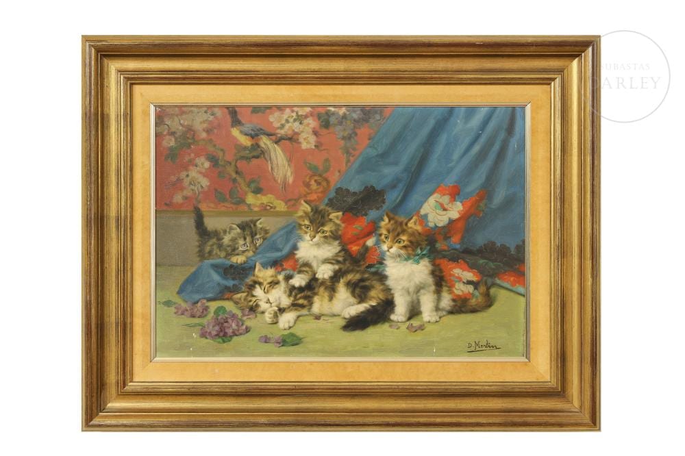 Daniel Merlin comparable auction result: daniel merlin 1861 1933 cats between curtains