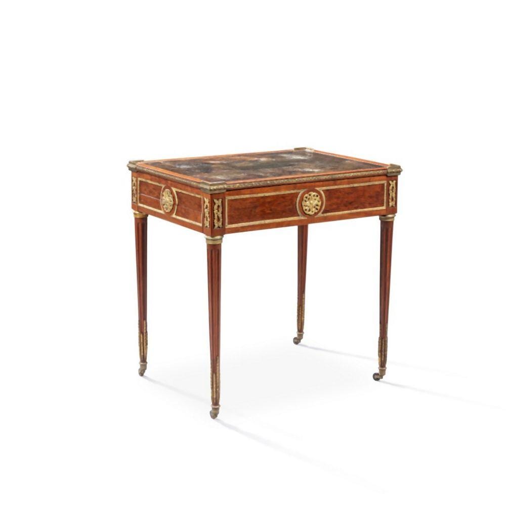 Charles F. de Lacroix comparable auction result: a louis xvi gilt bronze mounted mahogany and mahogany veneered ebony ivory tric trac table circa 1780 stamped by lacroix