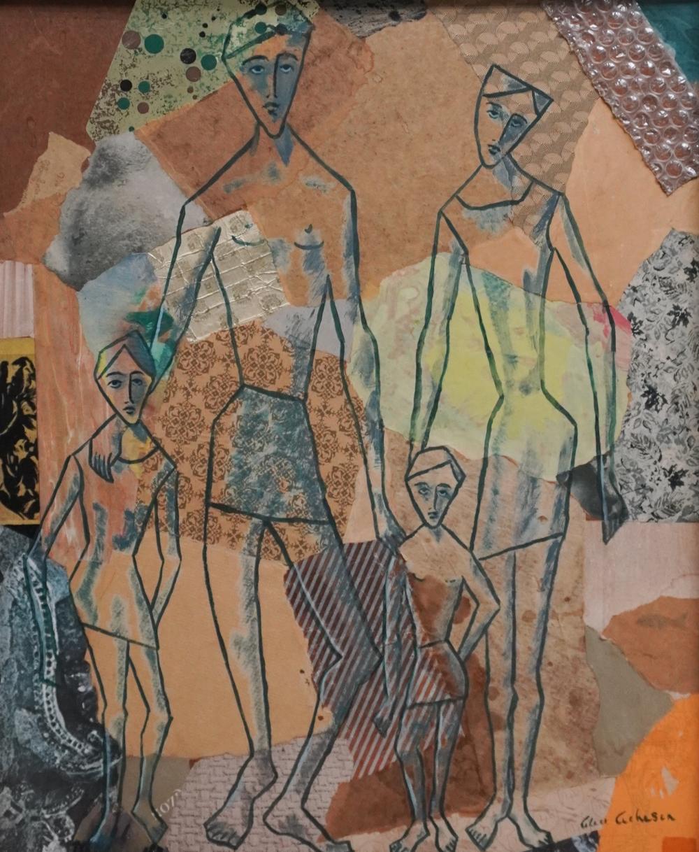 Alice Acheson comparable auction result: alice acheson american 1895 1996 family ink and watercolor collage on panel signed frame 21 x 17 1 2 in 53 3 x 44 5 cm