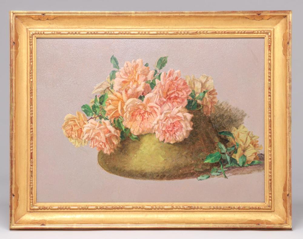 Albert R. Valentine comparable auction result: albert r valentien 1862 1925 painting gathered roses and copper bowl after 1908