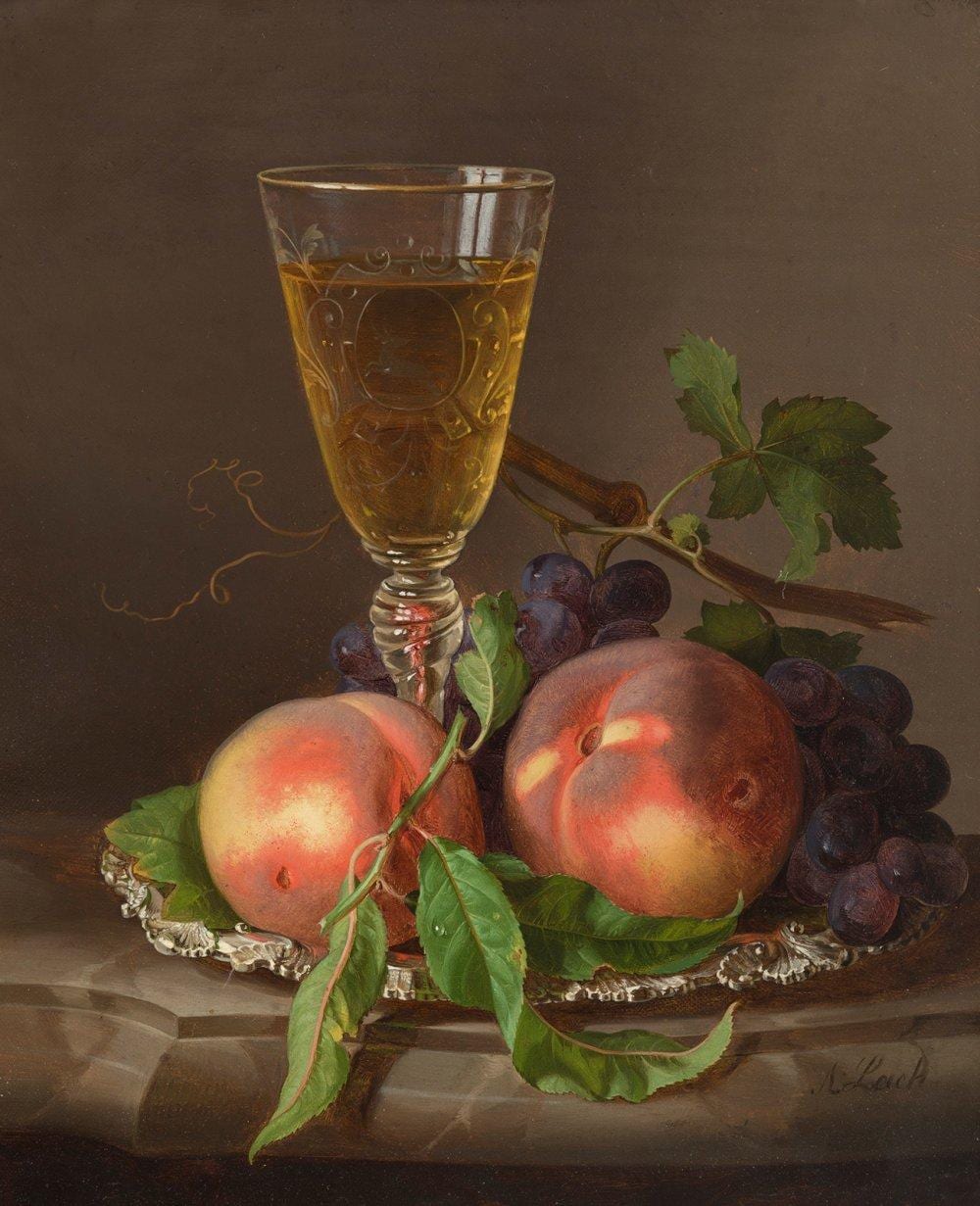 Andreas Lach comparable auction result: andreas lach lednice 1817 vienna 1882 grapes wine and peaches oil on canvas signed in the lower margin