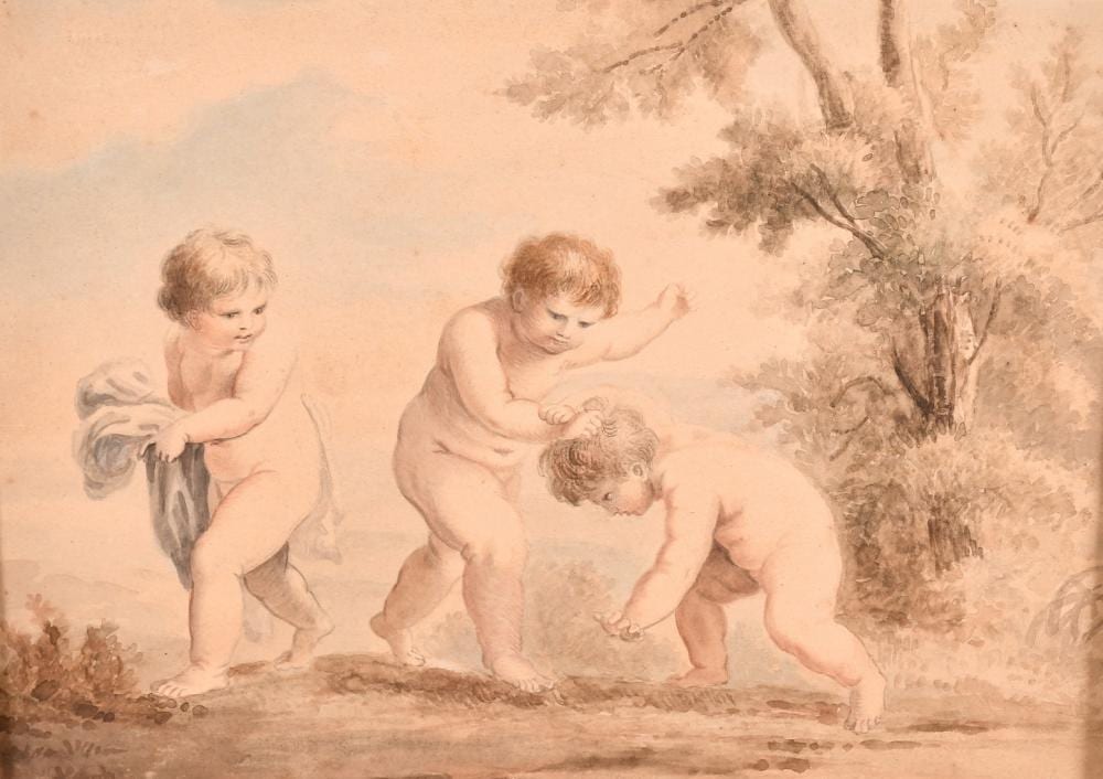 Richard Westall comparable auction result: richard westall 1765 1836 watercolour murder of becket signed and titled in pencil on mount 3ins x 4