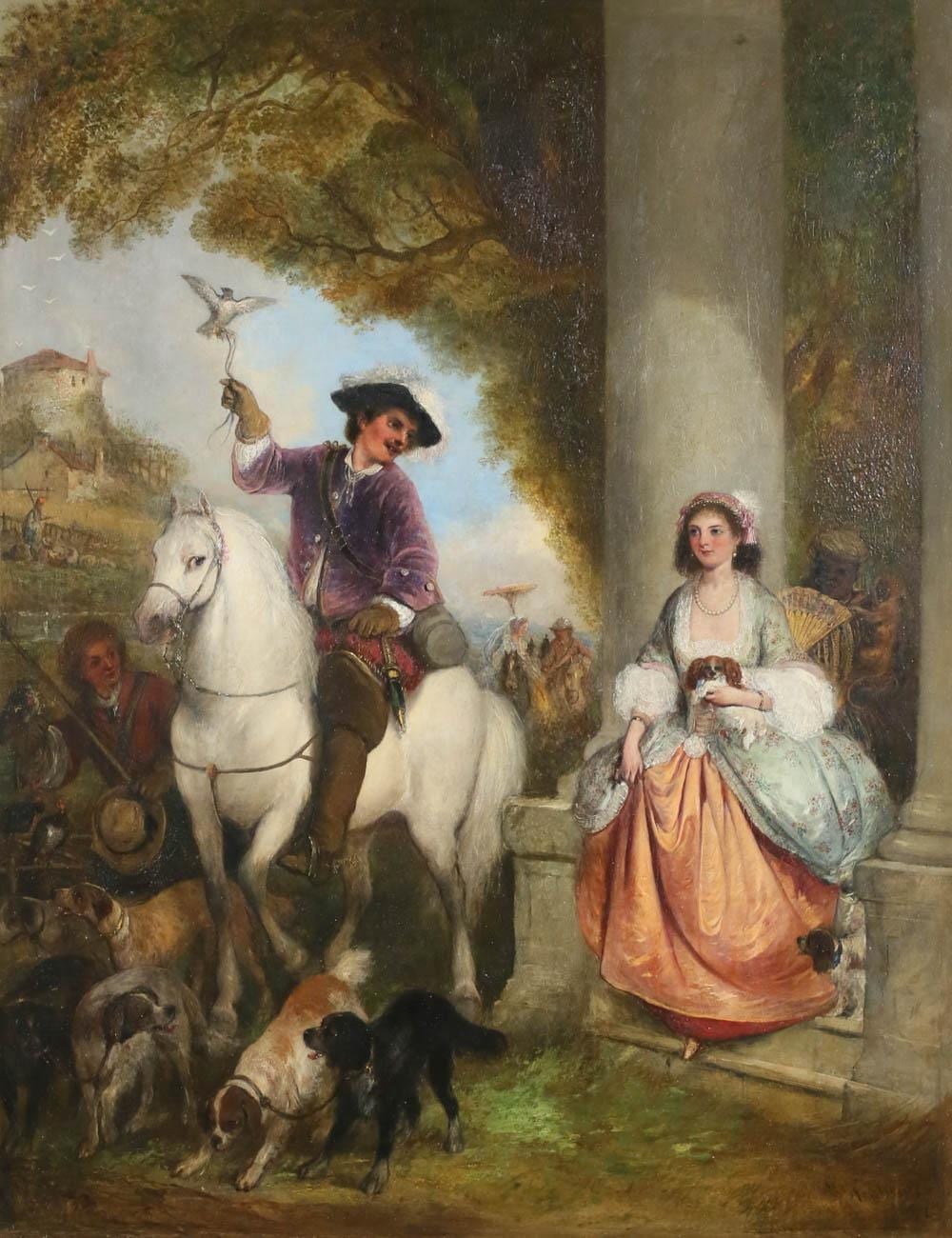 Henry Andrews comparable auction result: henry andrews oil on canvas the hawking party