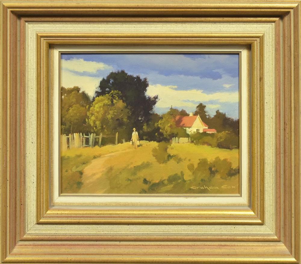 Graham Cox comparable auction result: graham cox homestead at bracknell 1978 oil on board signed lower right dated and titled verso 18 5 x 24cm frame size 35 x 40cm