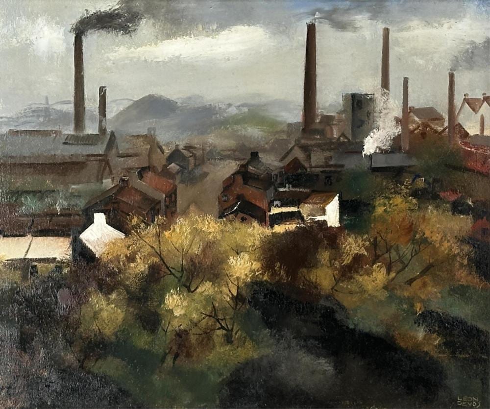 Léon Devos comparable auction result: l on devos 1897 1974 paysage industriel aux chemin es huile sur toile dimensions 49 x 58 cm