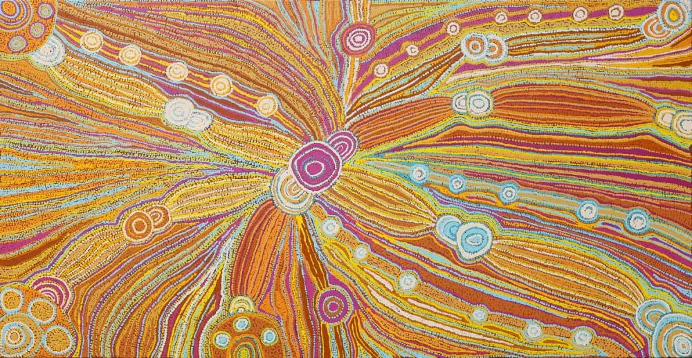 Julie Woods Baker comparable auction result: julie woods my grandmother s country acrylic on belgium linen 104cm x 196cm