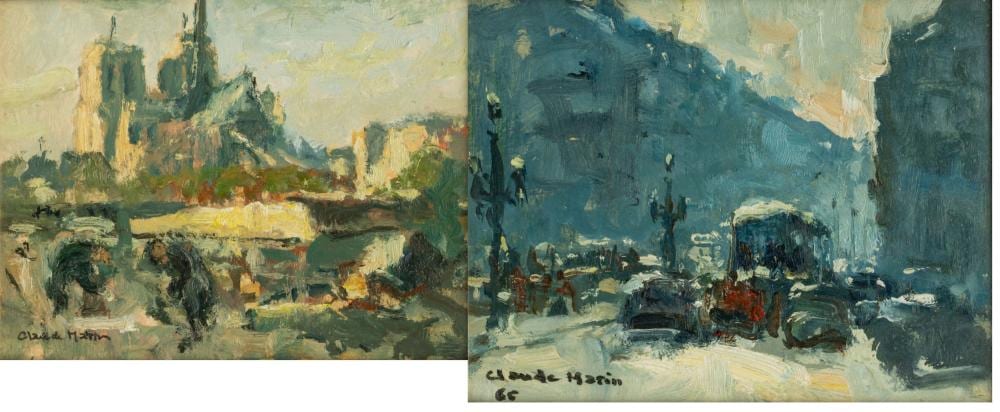 claude marin french 1924 2001 oils on board paris cityscapes h 6 7 w 8 2 1 pair · DuMouchelles · 2024-07-19 Claude Marin comparable auction result: claude marin french 1924 2001 oils on board paris cityscapes h 6 7 w 8 2 1 pair