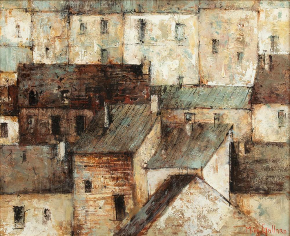 michel de gallard french 1921 2007 oil on canvas les toits h 23 5 w 28 75 · DuMouchelles · 2024-07-19 Michel de Gallard comparable auction result: michel de gallard french 1921 2007 oil on canvas les toits h 23 5 w 28 75