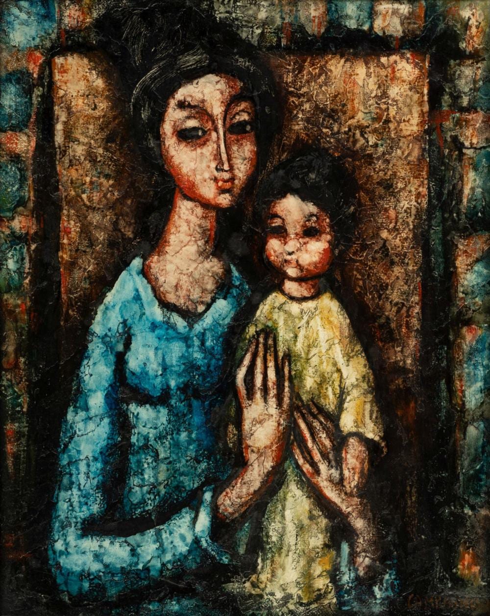 Enrico Campagnola comparable auction result: enrico campagnola french italian 1911 1984 oil on canvas mother and child h 16 w 13