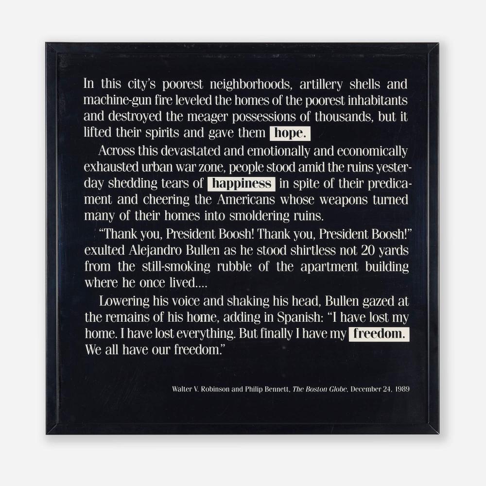 Alfredo Jaar comparable auction result: alfredo jaar hope happiness freedom