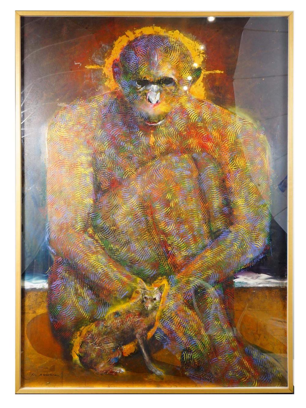 Marshall Arisman comparable auction result: american mixed media painting by marshall arisman