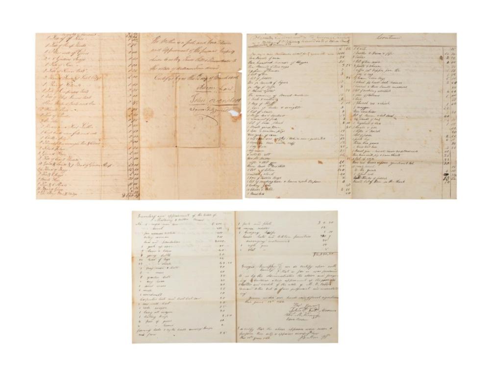 THREE ANTEBELLUM SLAVE APPRAISALS AND INVENTORIES sold by Ahlers & Ogletree Inc., lot 131 — auction record photograph