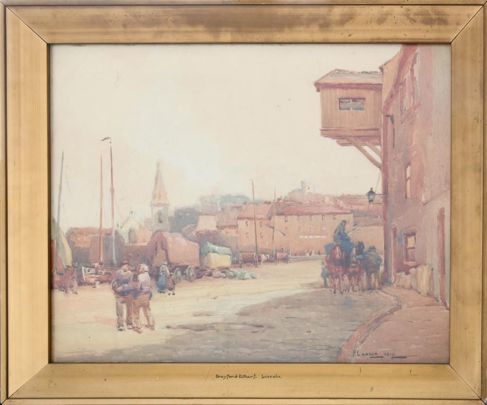 Frederick Lawson comparable auction result: frederick lawson 1888 1963 frederick lawson brayford wharf lincoln watercolor watercolor on paper