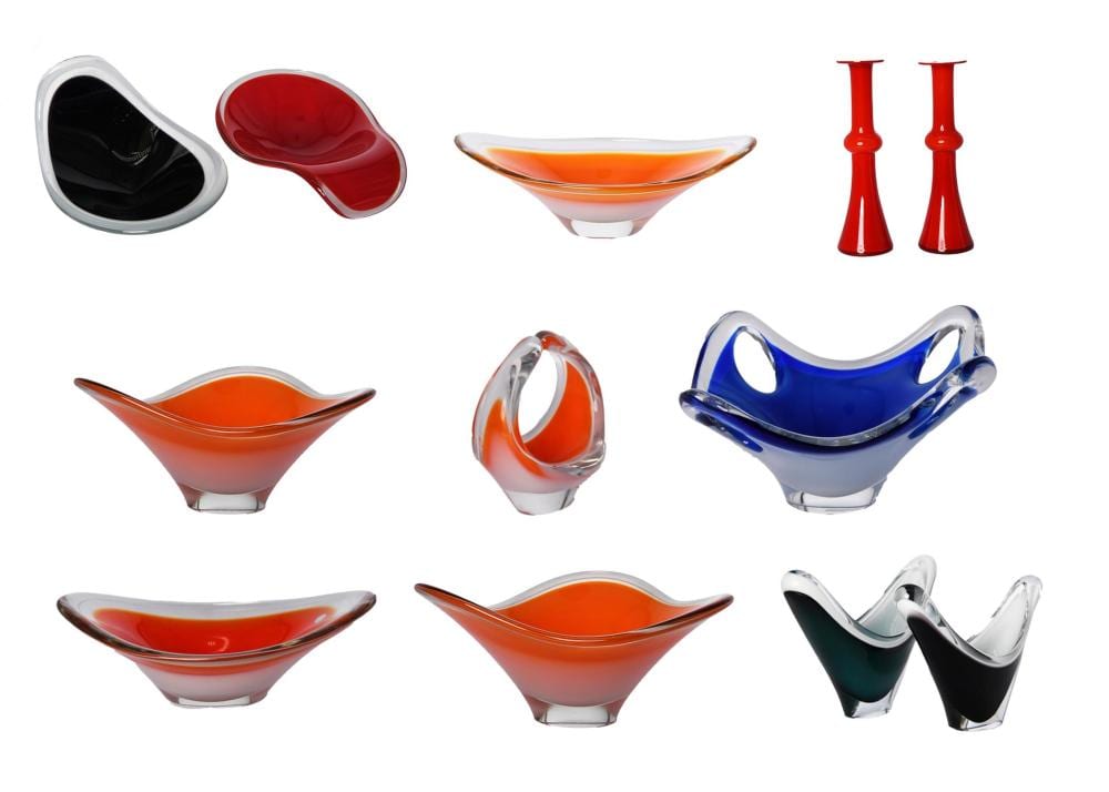 Paul Kedelv comparable auction result: group of 12 paul kedelv for flygsfors coquille swedish mid century glass