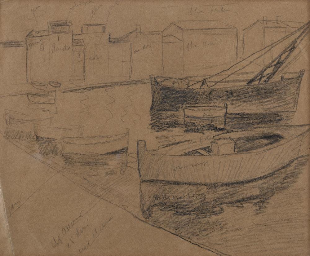 Elisabeth Chaplin comparable auction result: charcoal drawing by elisabeth chaplin