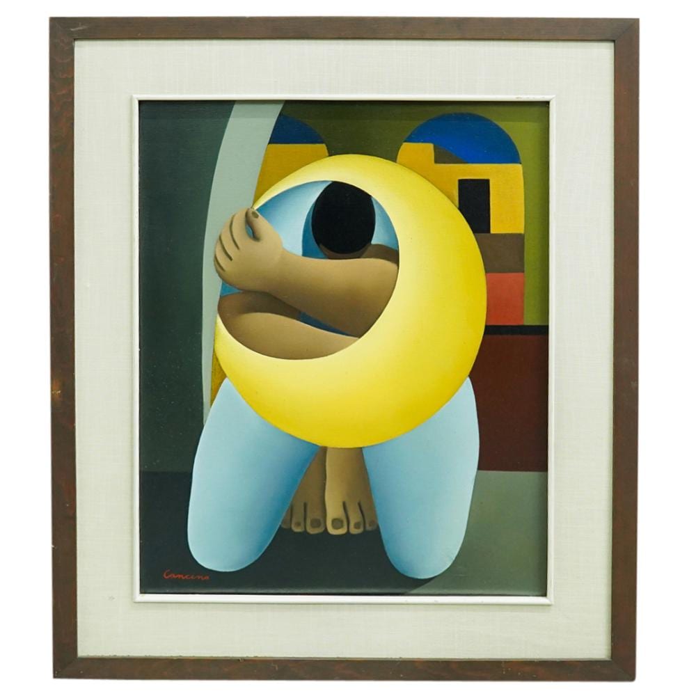 Victor Cancino comparable auction result: victor manuel cancino mexican born 1929 figure with crescent oil on canvas
