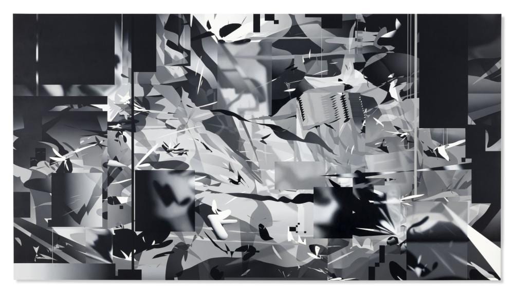 Mike Lee comparable auction result: mike lee b 1983 s o s oil on canvas 60 x 110 in 152 40 x 279 40 cm
