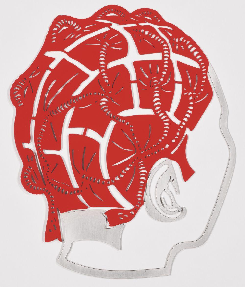 Boris Nzebo comparable auction result: boris nzebo b 1979 follow me acrylic on shaped steel 19 x 15 in