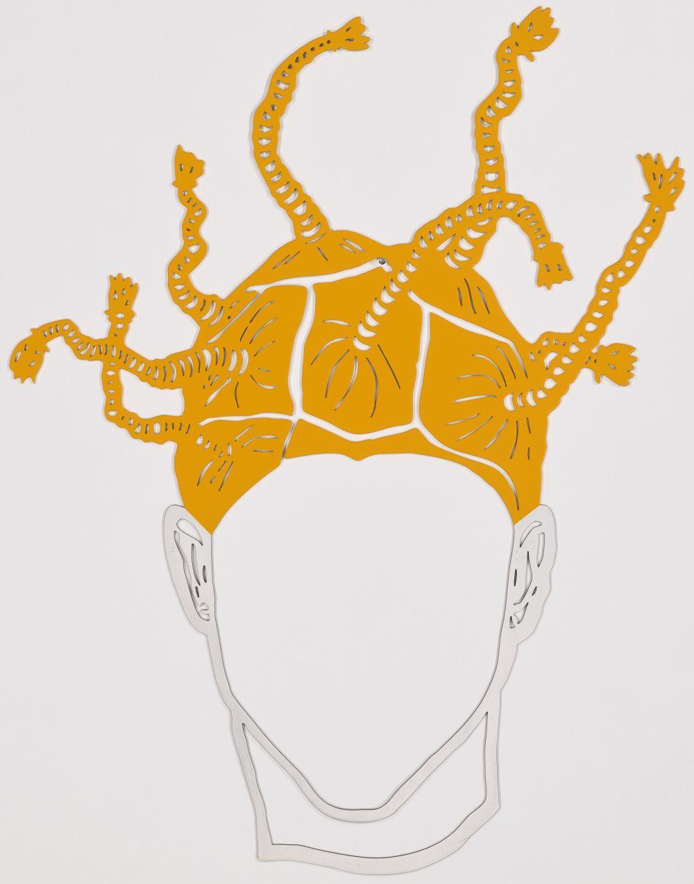 Boris Nzebo comparable auction result: boris nzebo b 1979 panic hair style autoportrait acrylic on shaped s
