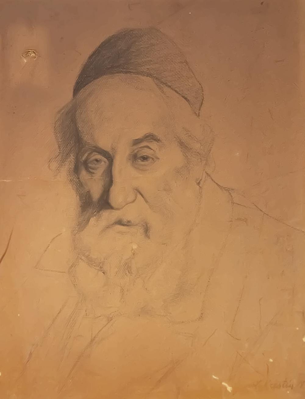 Lazar Krestin comparable auction result: lazar krestin lithuanian 1868 1938 portrait of a rabbi charcoal on paper 1927