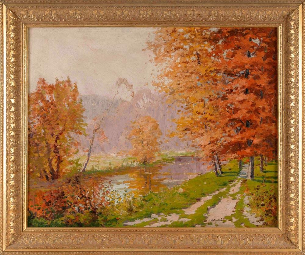 Camillo Adriani comparable auction result: camillo adriani massachusetts 1908 1990 fall landscape oil on canvas 24 x 30 framed 30 x 36