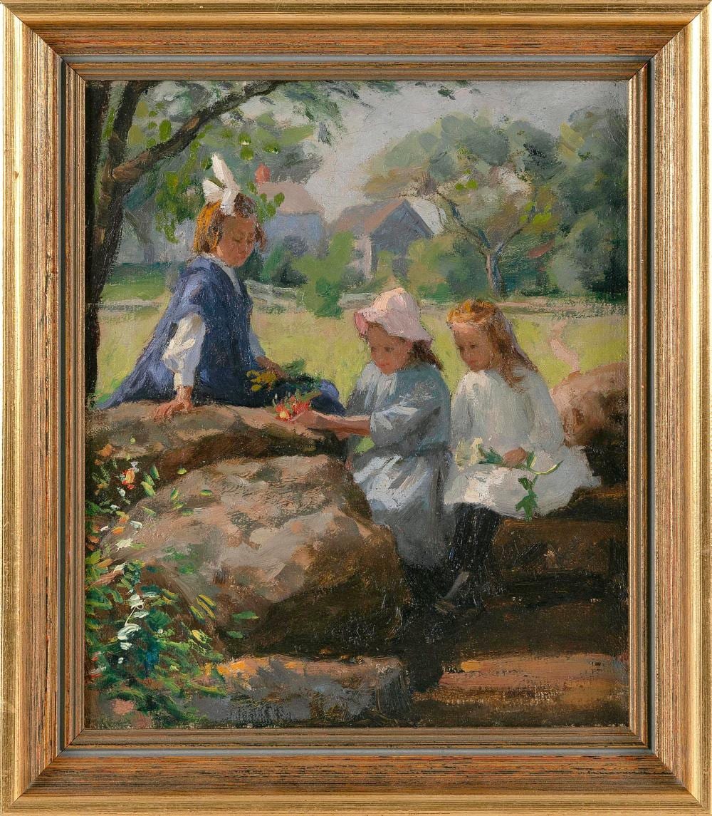 Lee Lufkin Kaula comparable auction result: lee lufkin kaula massachusetts new hampshire 1865 1957 playtime oil on canvas 12 x 10 framed 14 5 x 13