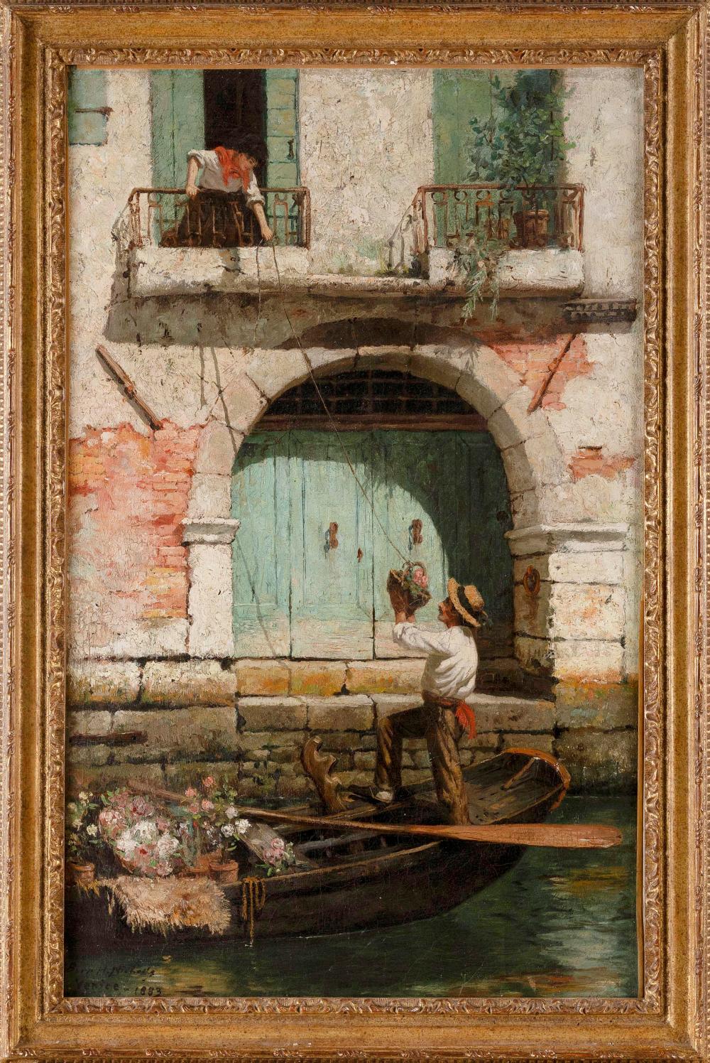 Burr H. Nicholls comparable auction result: burr halliday nicholls new york connecticut 1848 1915 the flower seller venice oil on canvas 31 x 19 25 framed 35 x 23