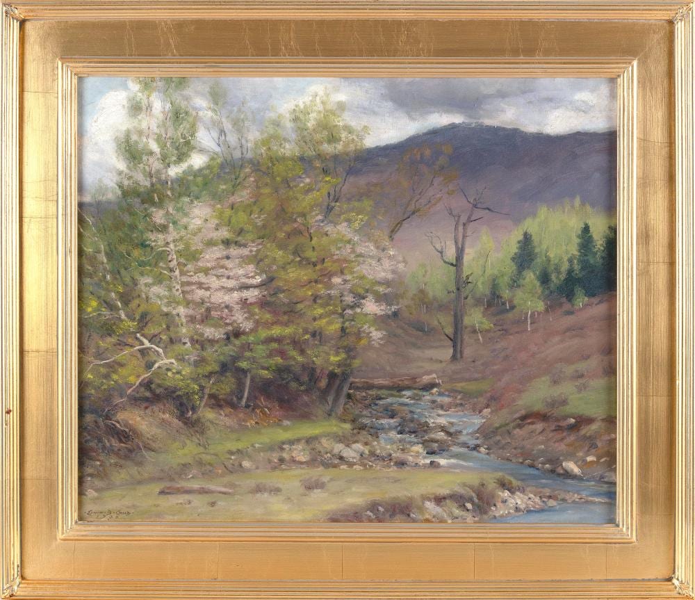 Edwin Burrage Child comparable auction result: edwin burrage child new york 1868 1937 shad blossoms oil on canvas 20 x 24 framed 26 5 x 30 5