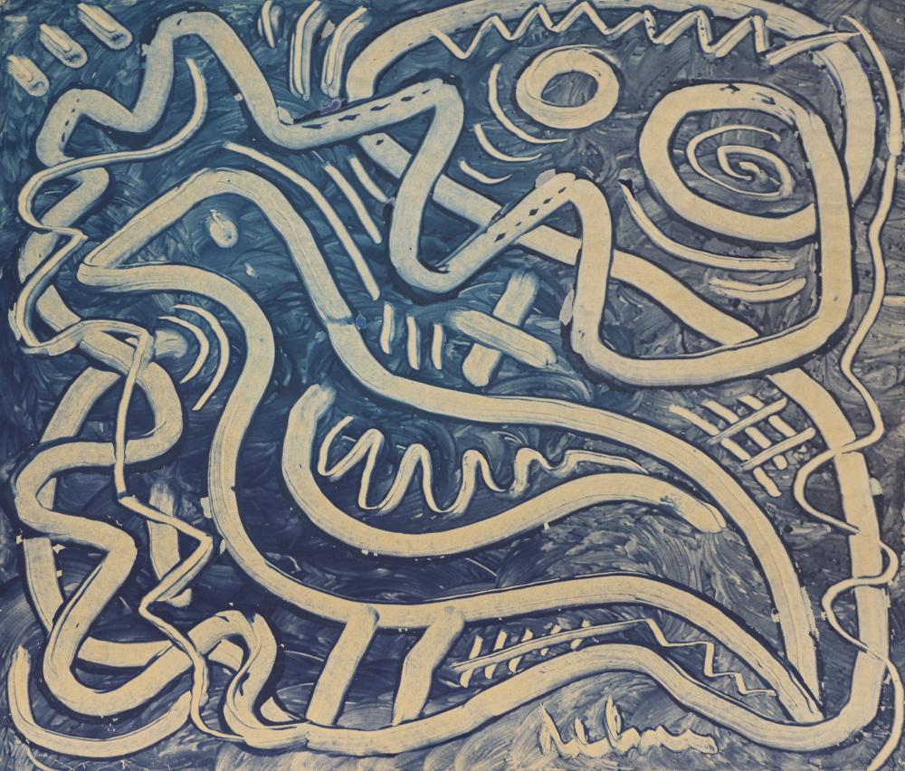 Helmi Juvonen comparable auction result: helmi juvonen blue bird 1952 tempera