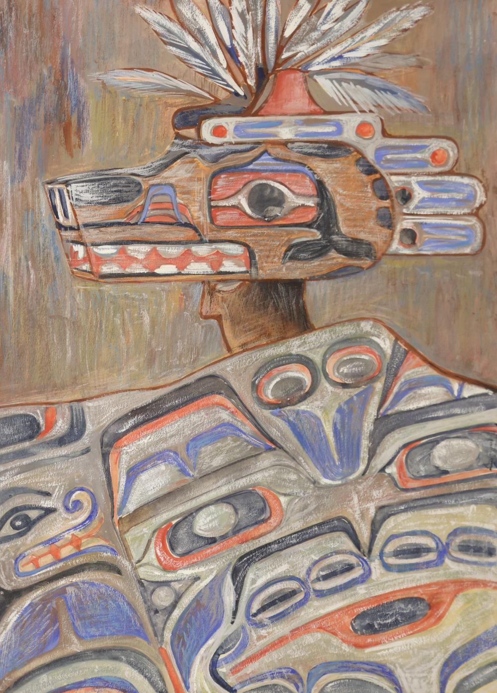 Helmi Juvonen comparable auction result: helmi juvonen wolf mask dancer tempera