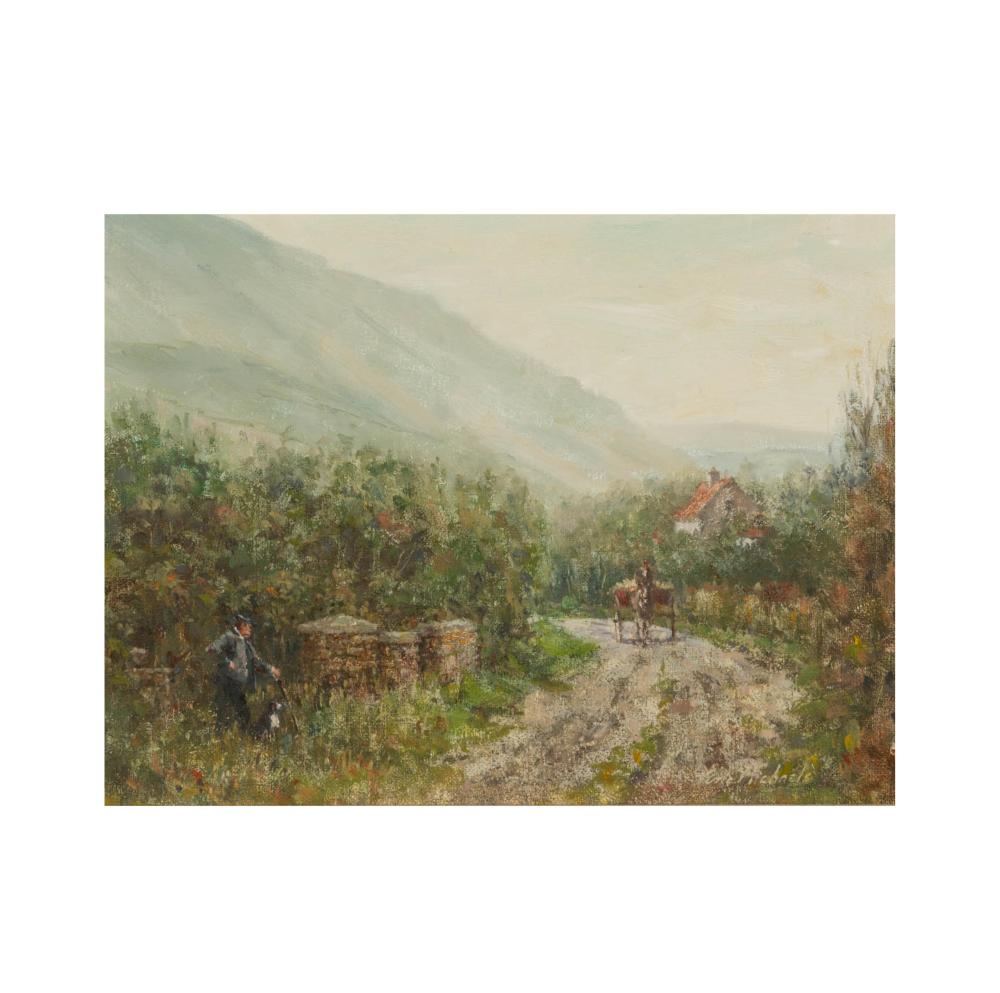 Eric Michaels comparable auction result: eric michaels b 1949 figures in an irish landscape