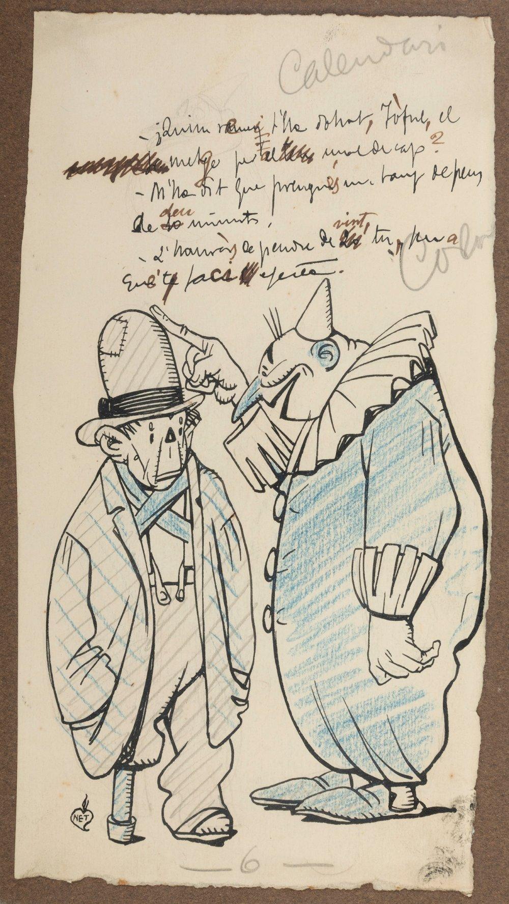 Gaietà Cornet Palau comparable auction result: gaiet cornet palau barcelona 1878 1945 clowns ink and colored pencil on paper signed in the lower left corner