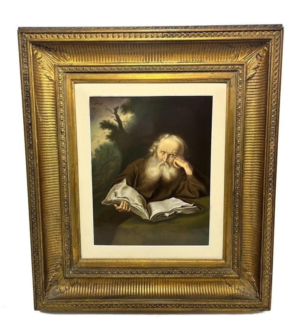 Salomon Koninck comparable auction result: continental hand painted porcelain plaque the hermit after salomon koninck