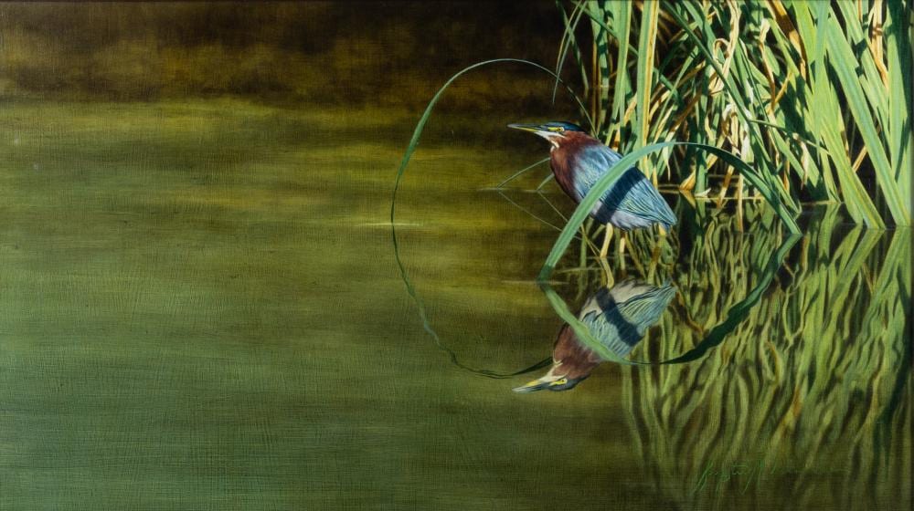 Krystii Melaine comparable auction result: krystii melaine american born 1963 encircled green heron 2000