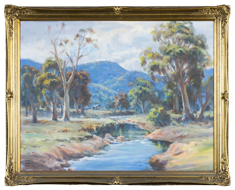 Ambrose Griffin comparable auction result: ambrose griffin 1912 1980 cattle grazing along the creek