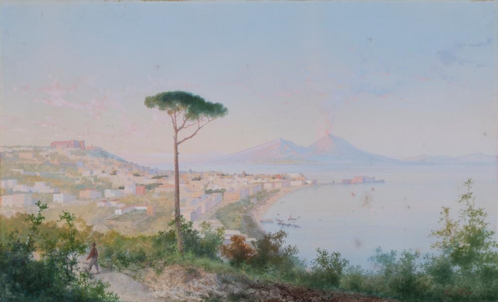 Gioacchino LaPira comparable auction result: gioacchino la pira italian 1839 1870 view of naples and mt vesuvius from vomero