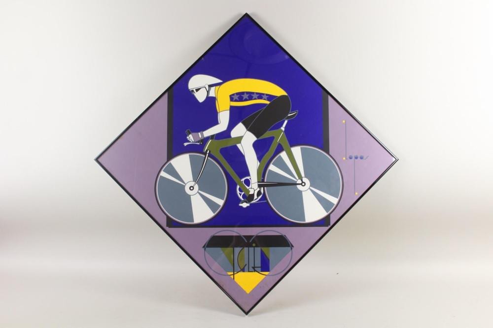 Charles Lepas comparable auction result: framed charles lepas cycling serigraph poster