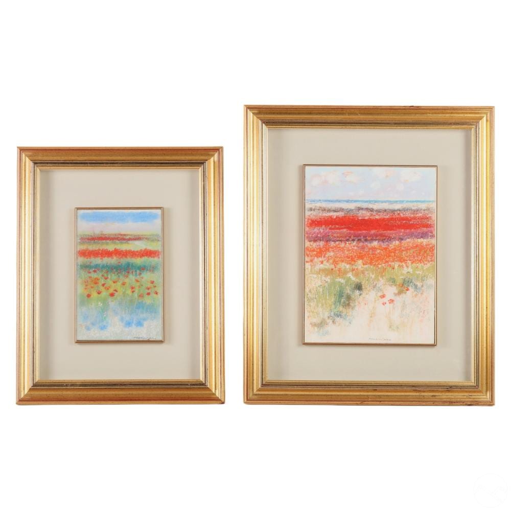 Natale Addamiano comparable auction result: natale addamiano b 1943 landscape drawings 2pc lot
