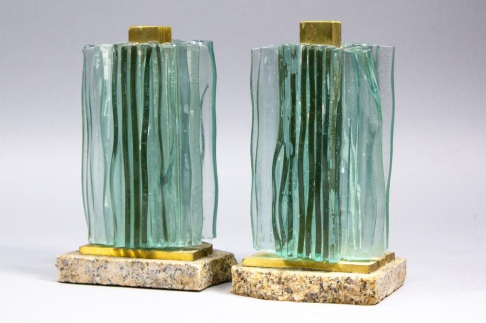 Nancy Mee comparable auction result: nancy mee wa glass bronze candle holders