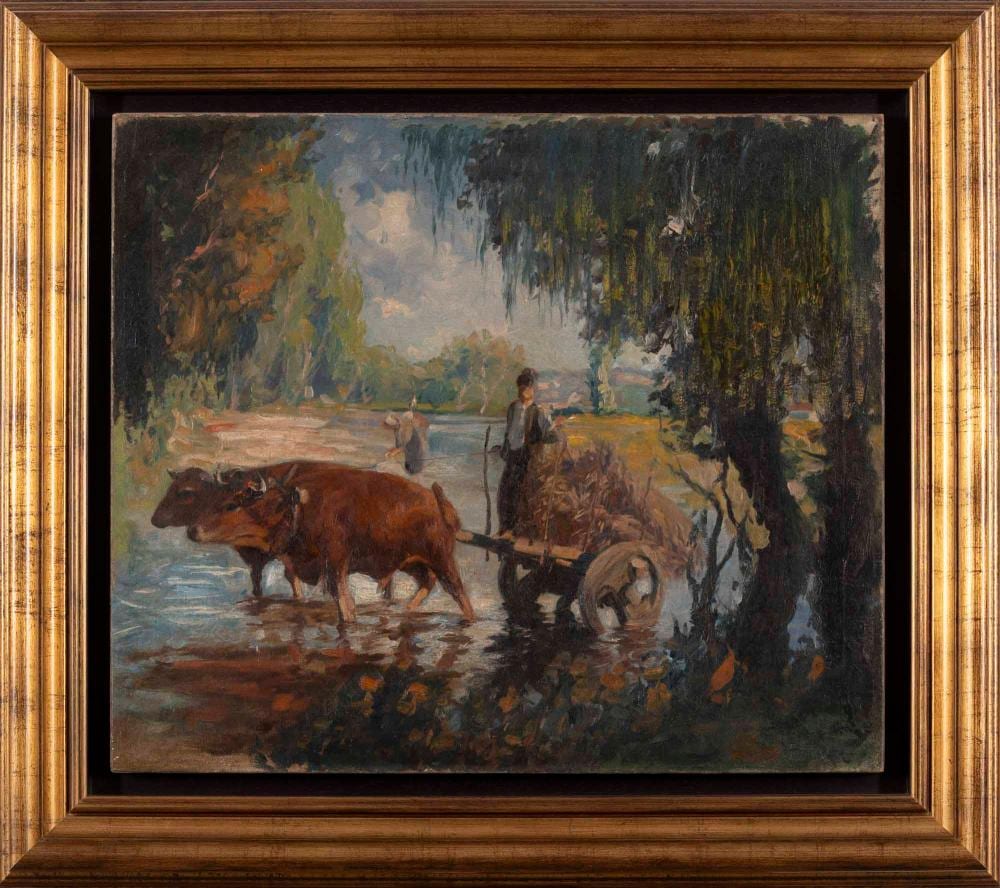 Fausto Gonçalves comparable auction result: fausto gon alves 1893 1946 carro de bois leo sobre tela assinado dim aprox 62 x 72 cm
