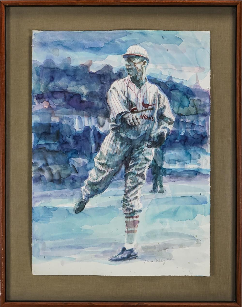 Lance Richbourg comparable auction result: lance richbourg watercolor of baseball player