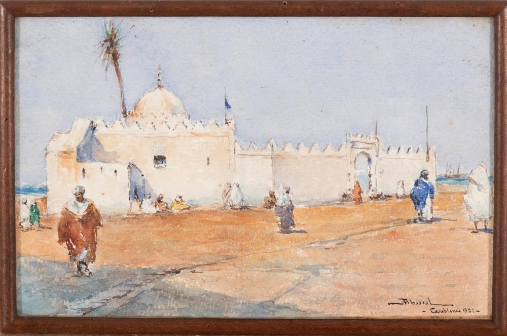 Carlos Abascal comparable auction result: carlos abascal 1871 1948 casablanca aguarela sobre papel assinado e datado de 1921 dim aprox 17 5 x 27 5 cm emoldurado