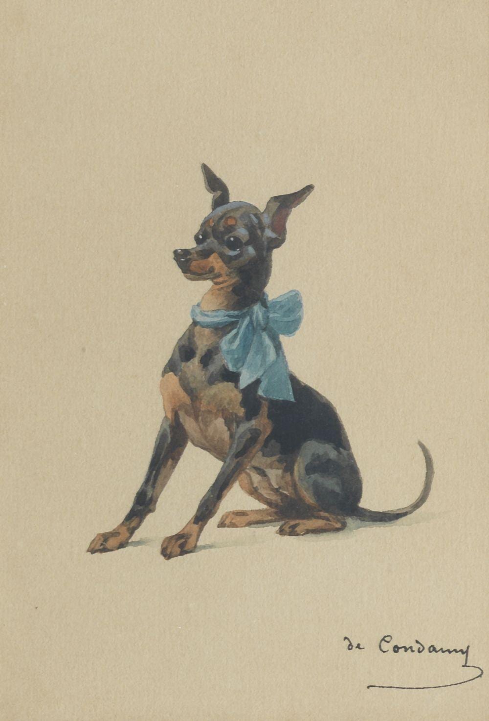 Charles-Fernand de Condamy comparable auction result: charles fernand de condamy french 1855 1913 a miniature pinscher with blue ribbon