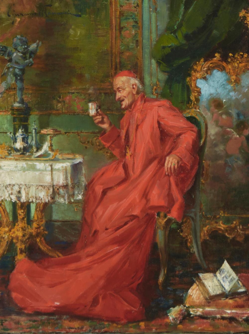 cipriano mannucci 1882 1970 cardinal drinking tea · John Moran Auctioneers · 2024-07-30 Cipriano Mannucci comparable auction result: cipriano mannucci 1882 1970 cardinal drinking tea